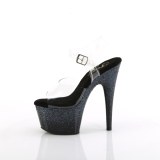 Fekete 18 cm ADORE-708SS csillámos platform szandal női